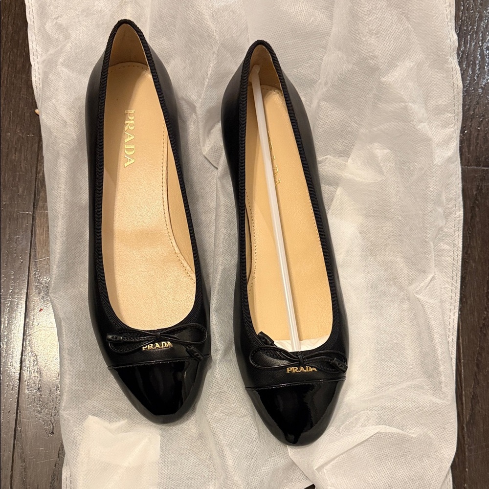 Prada Women's Glossy Black Flats